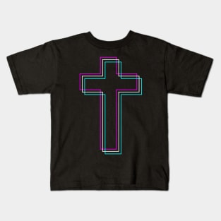 Christian Cross - Vaporwave Aesthetic Kids T-Shirt